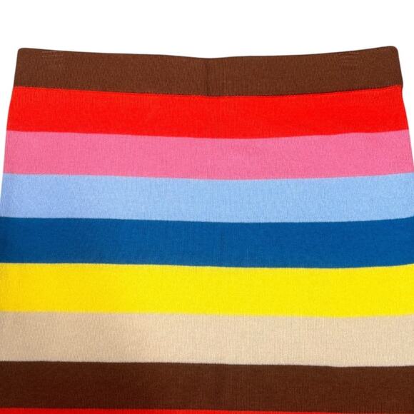 Anthropologie Kule Misty Rainbow Striped Mini Skirt Small S Knit Stretch Bright - Picture 4 of 8